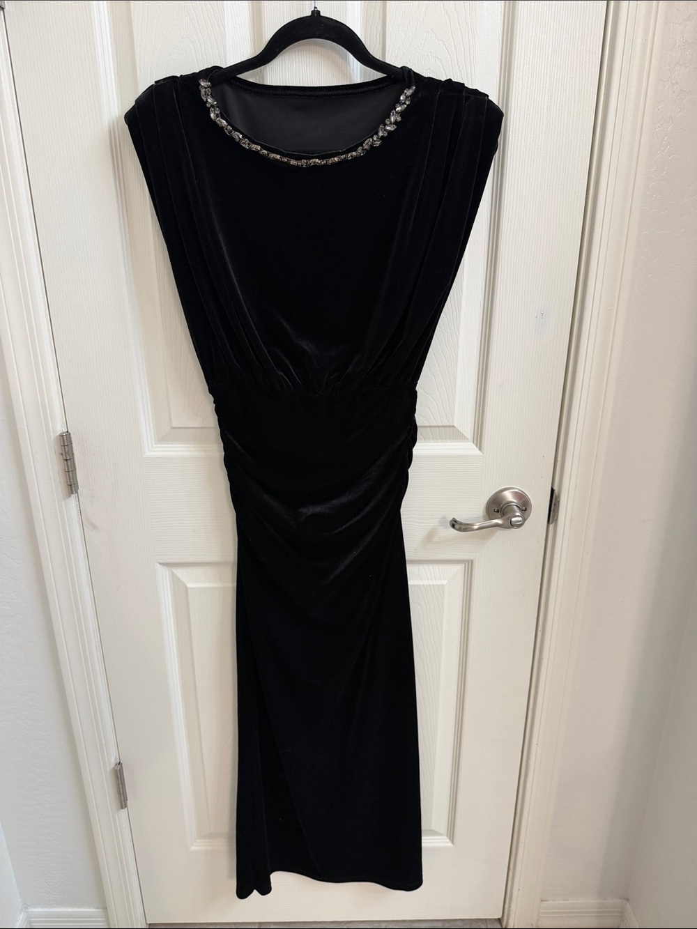 Black Embellished Neck Evening Dress